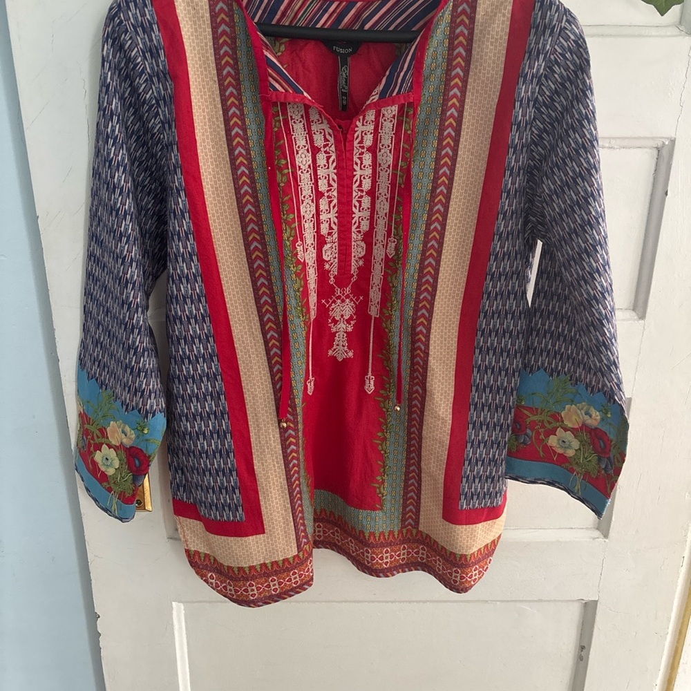 Fusion embroidered tunic top
